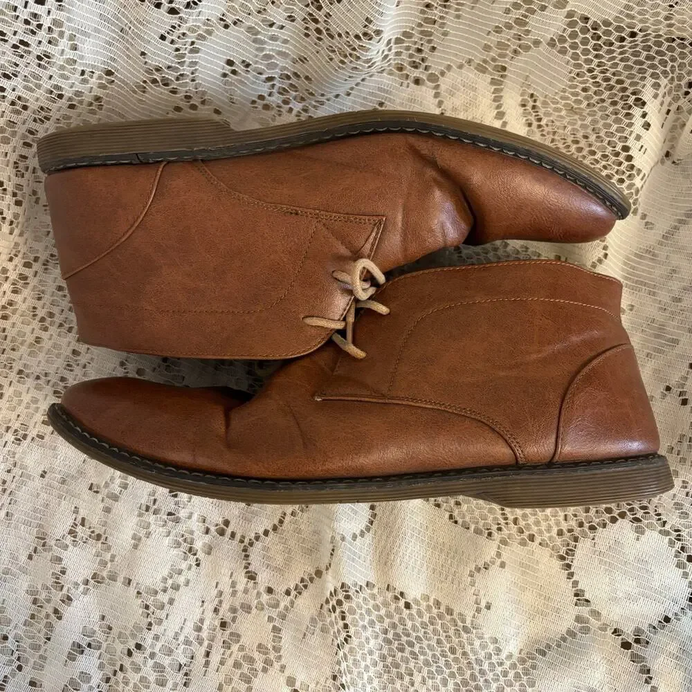 London Fog Men's US 12 M Blackburn Brown Leather Chukka Boots